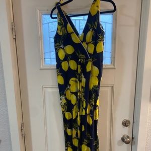 Handmade Style Camp Lemon Jumpsuit with White Piping Size Medium/Large